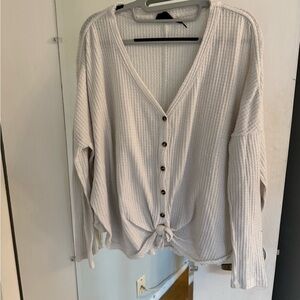 Urban Outfitters White Knotted Button Sweater